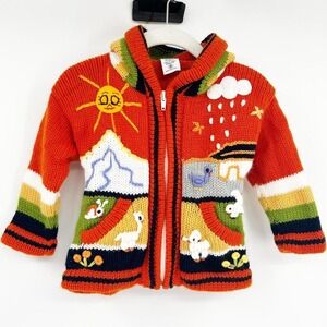 Isabella‎ Mia Baby Handmade Peru Alpaca Novelty Animal Hooded Cardigan Sweater